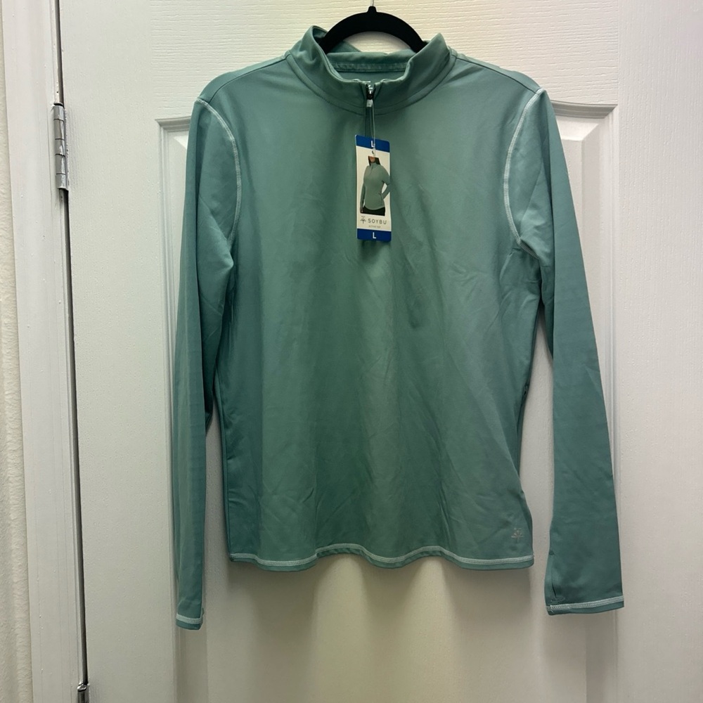 Soybu Women's Long Sleeve Quarter Zip- Green- NWT- Large